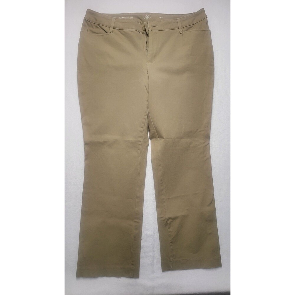 St John's Bay Women's Khaki Stretch Straight Leg Pants Size 18W EUC